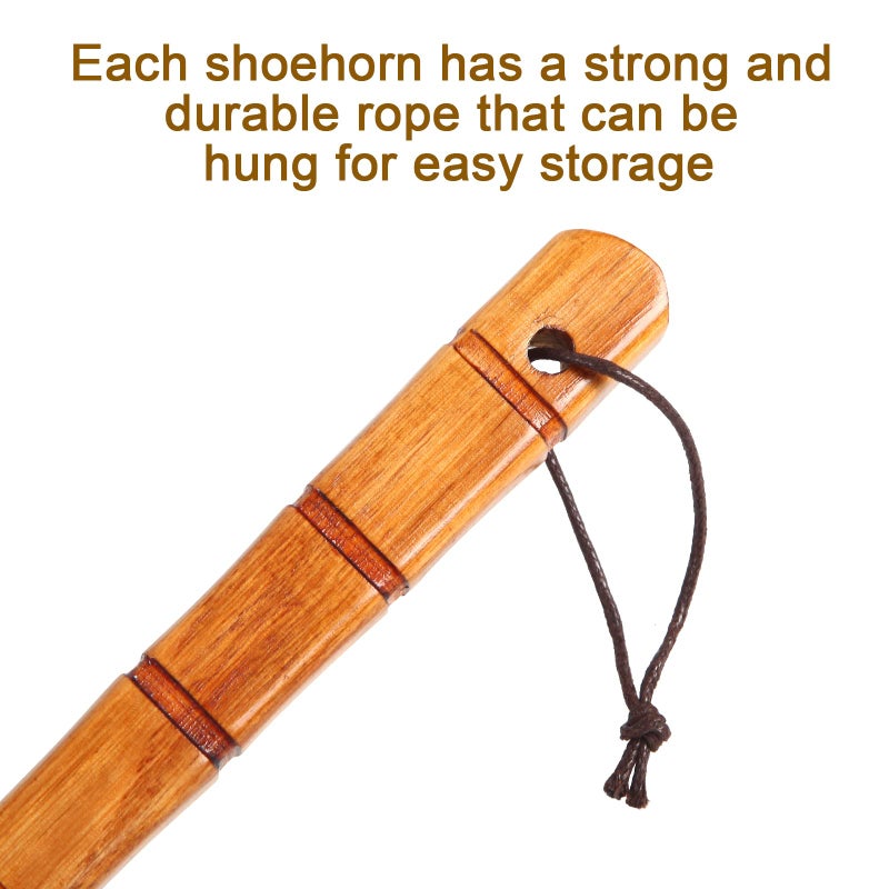 WLMALL Premium Wooden Shoe Horn, 2 PCS Shoehorns Durable, 13" Long Handle Shoe horns, Lazy Shoe Helper Spoons for Seniors, Kids, Pregnancy, Men, Women - Image 3